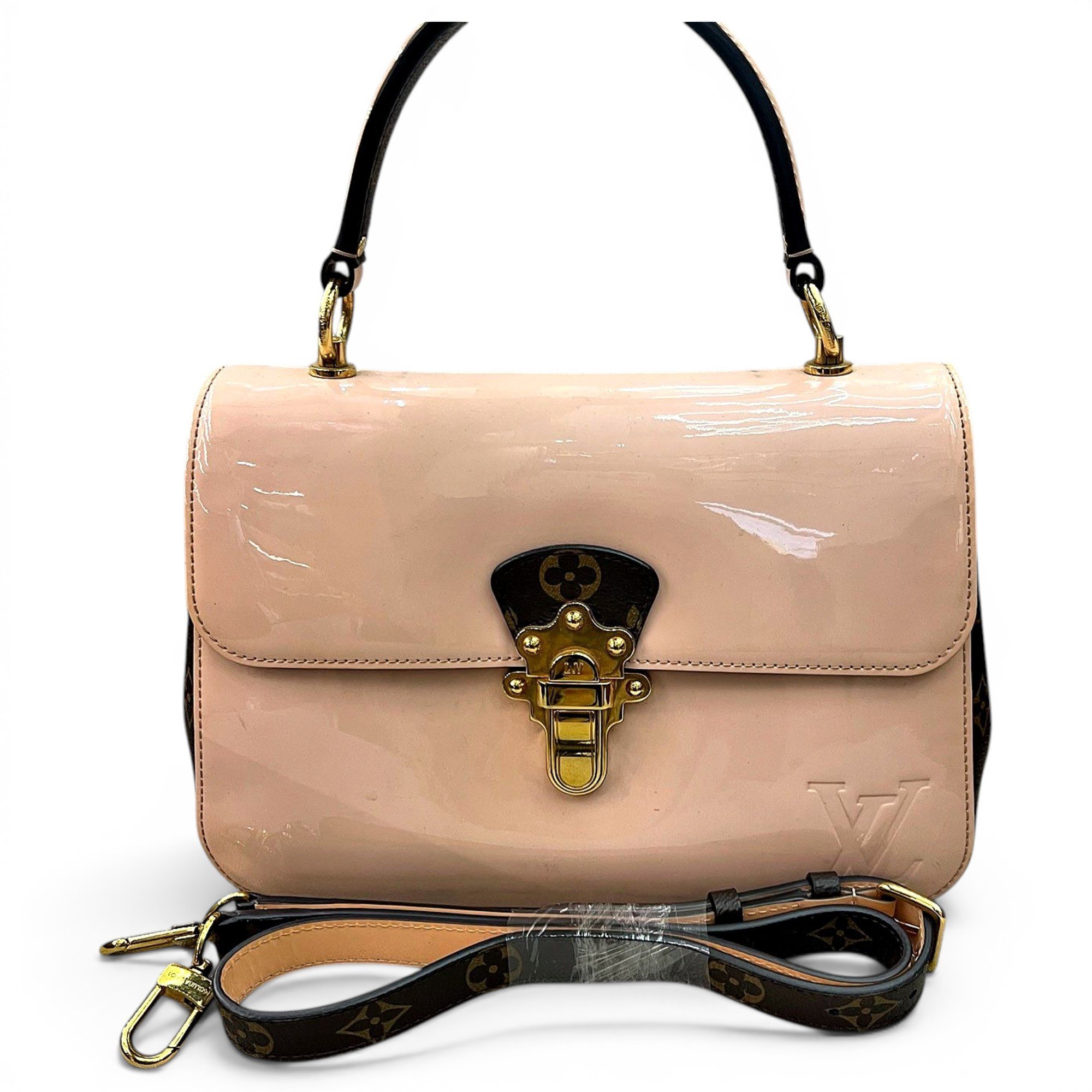 Cherrywood patent leather handbag