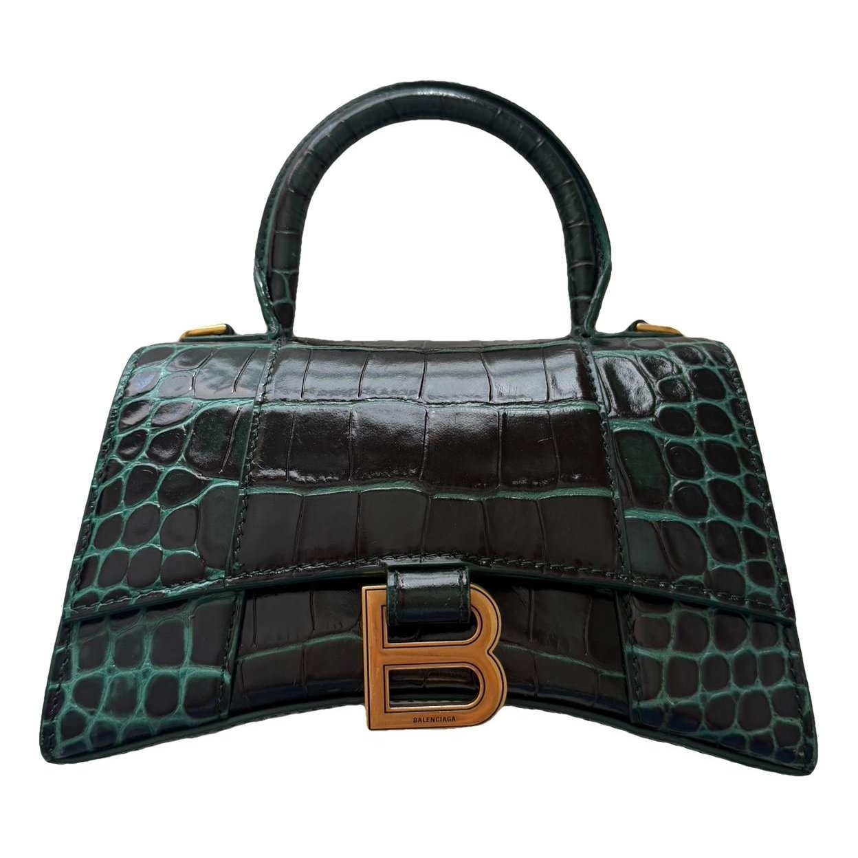 Hourglass leather handbag
