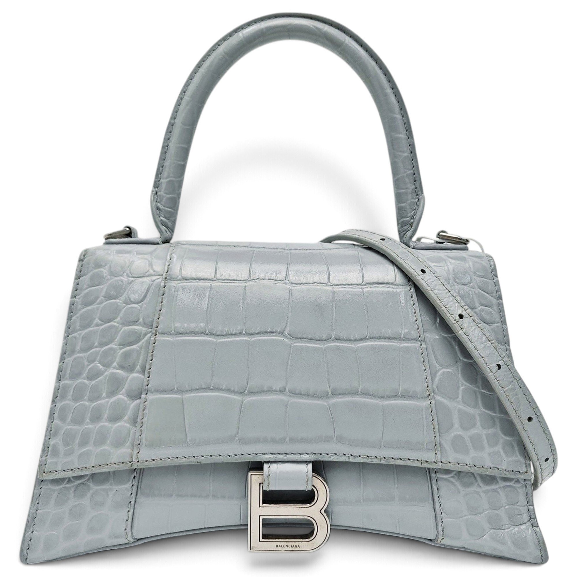 Hourglass leather handbag