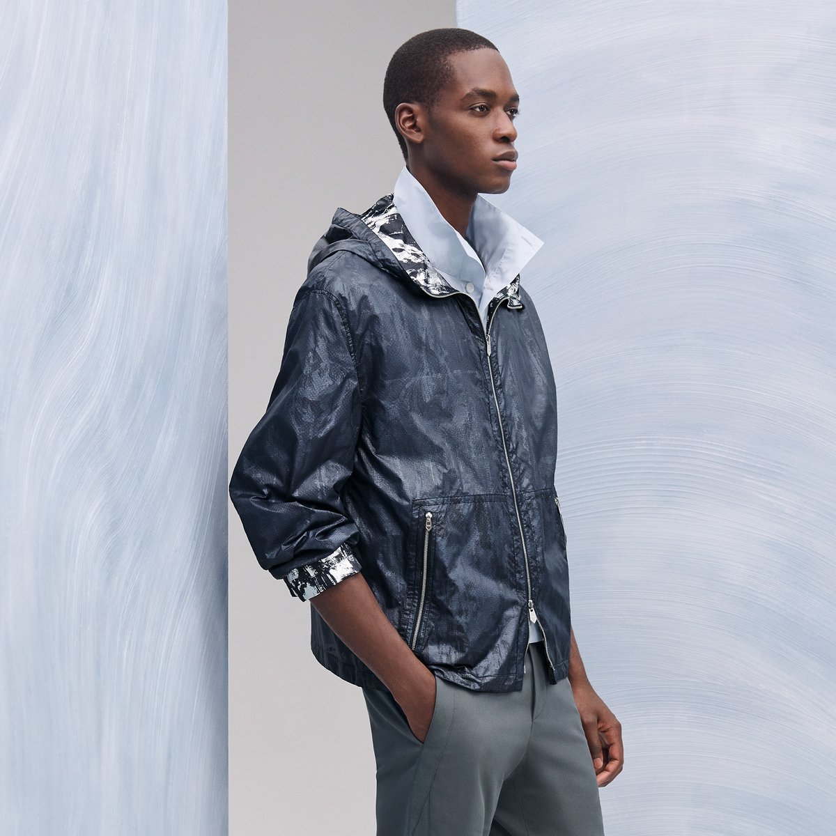 "Cavalcade siderale" reversible hooded jacket
