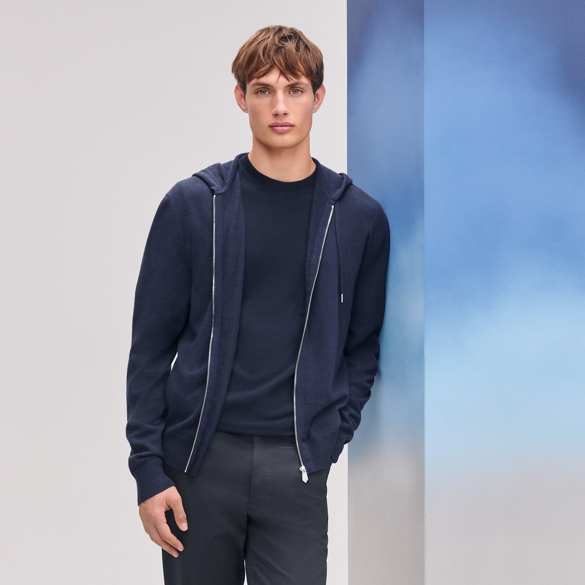 Cashmere "Maillon Chaine d'Ancre" hooded jacket