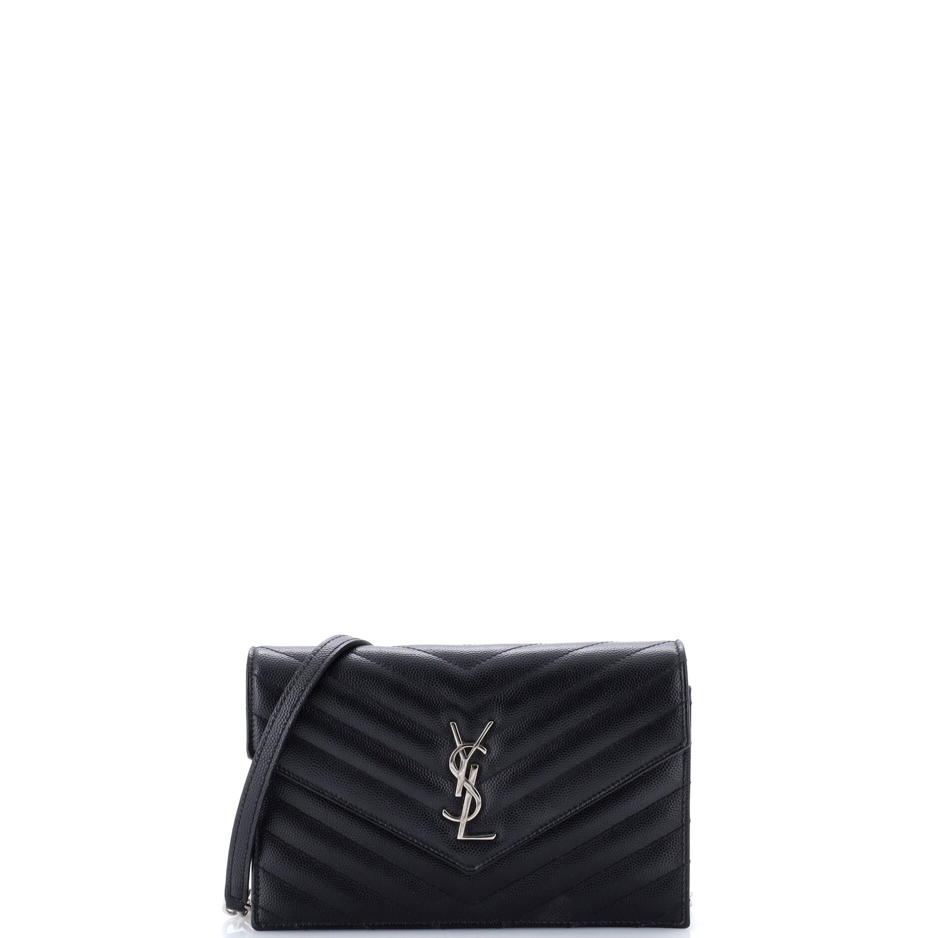 Classic Monogram Wallet on Chain Matelasse Chevron Leather Small