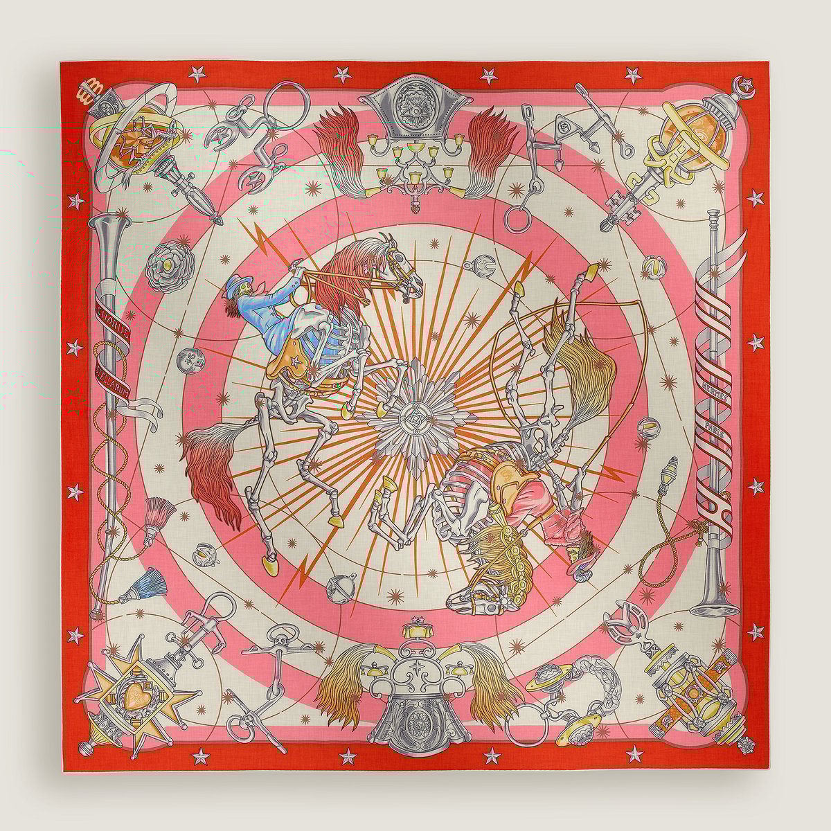 Hermès カレジェアン カシミヤシルク 《コーラス・ステラルム》 レッド