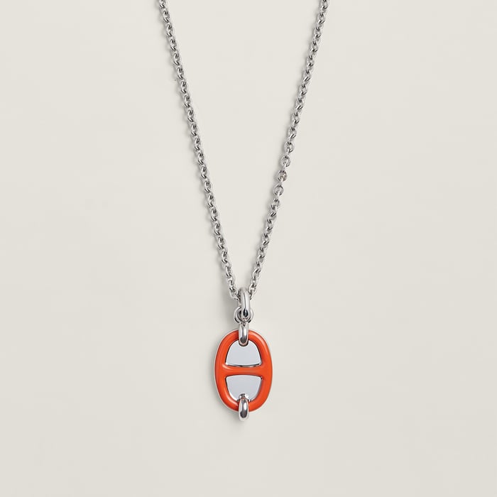 Orange Passion Mini Maillon Pendant, Small Model