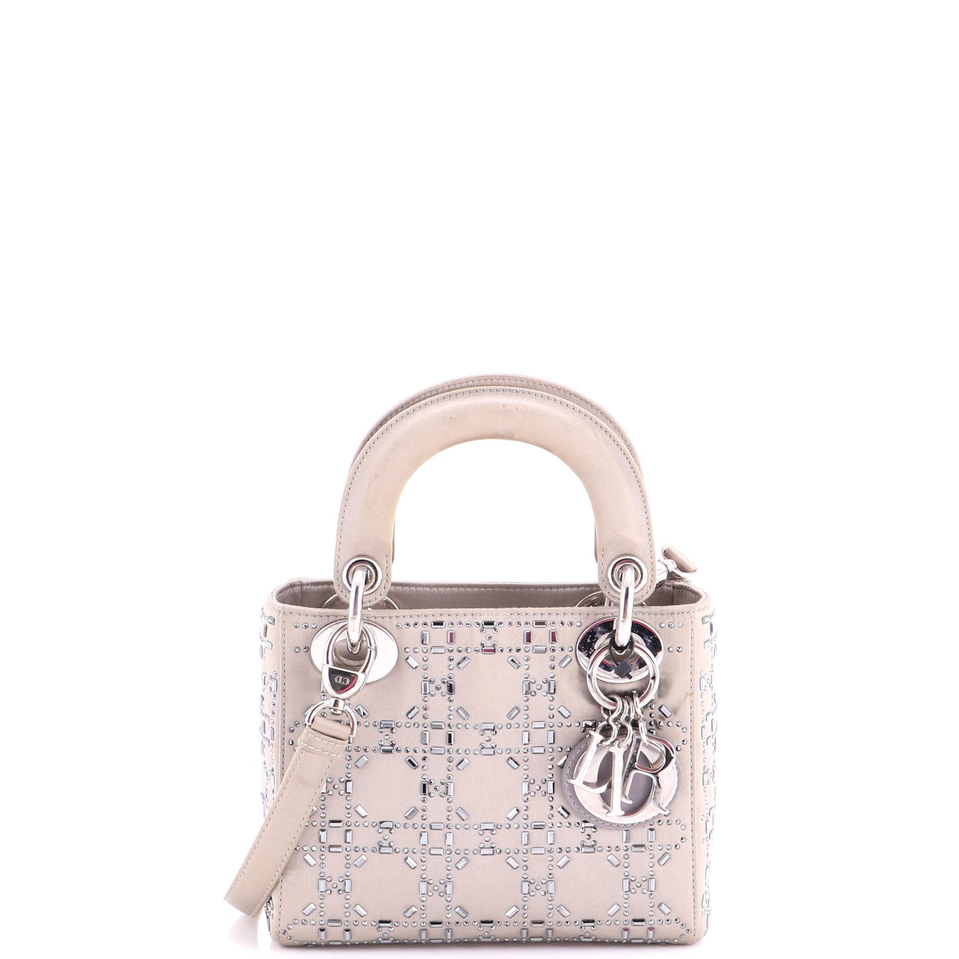 Lady Dior Bag Crystal Embellished Cannage Quilt Satin Mini