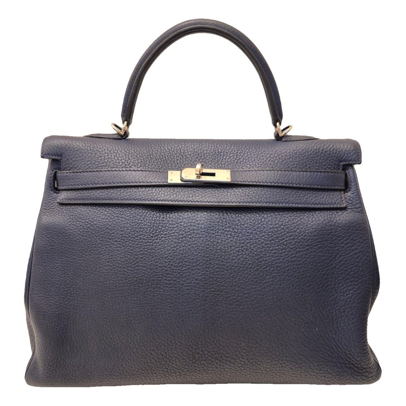 Hermes Kelly 35 Handbag Blue Abysse Clemence Leather