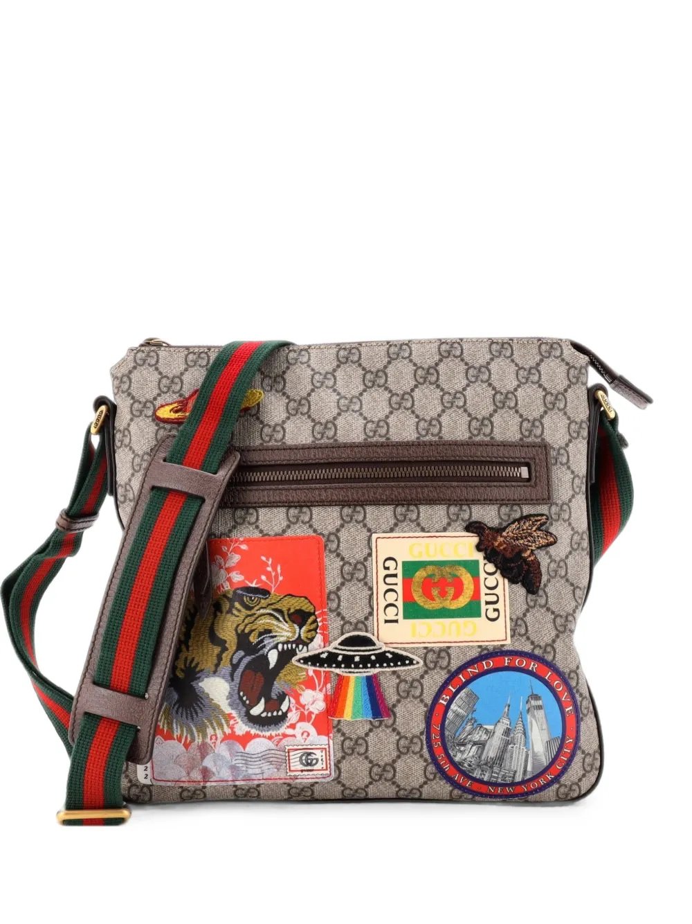 Courrier Zip Messenger GG Coated Canvas with Applique Medium crossbody bag