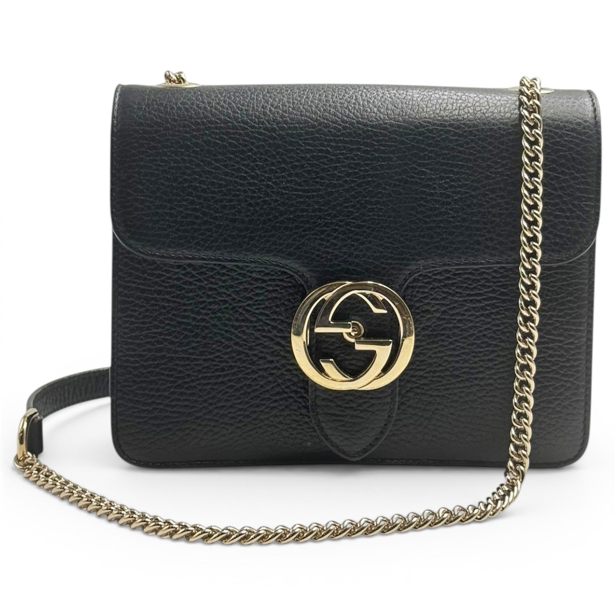 Interlocking leather crossbody bag