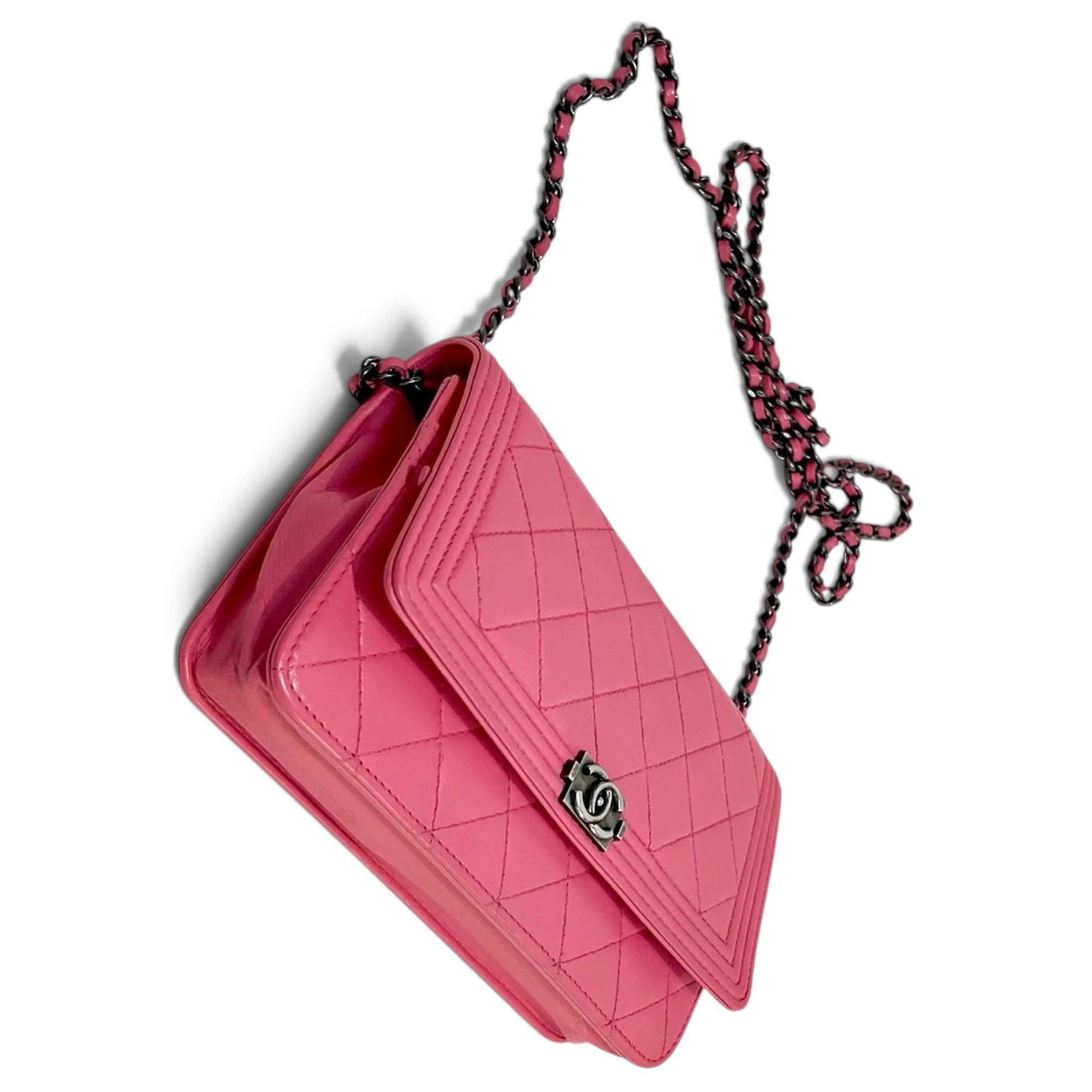 Wallet On Chain Boy Half Flap leather handbag
