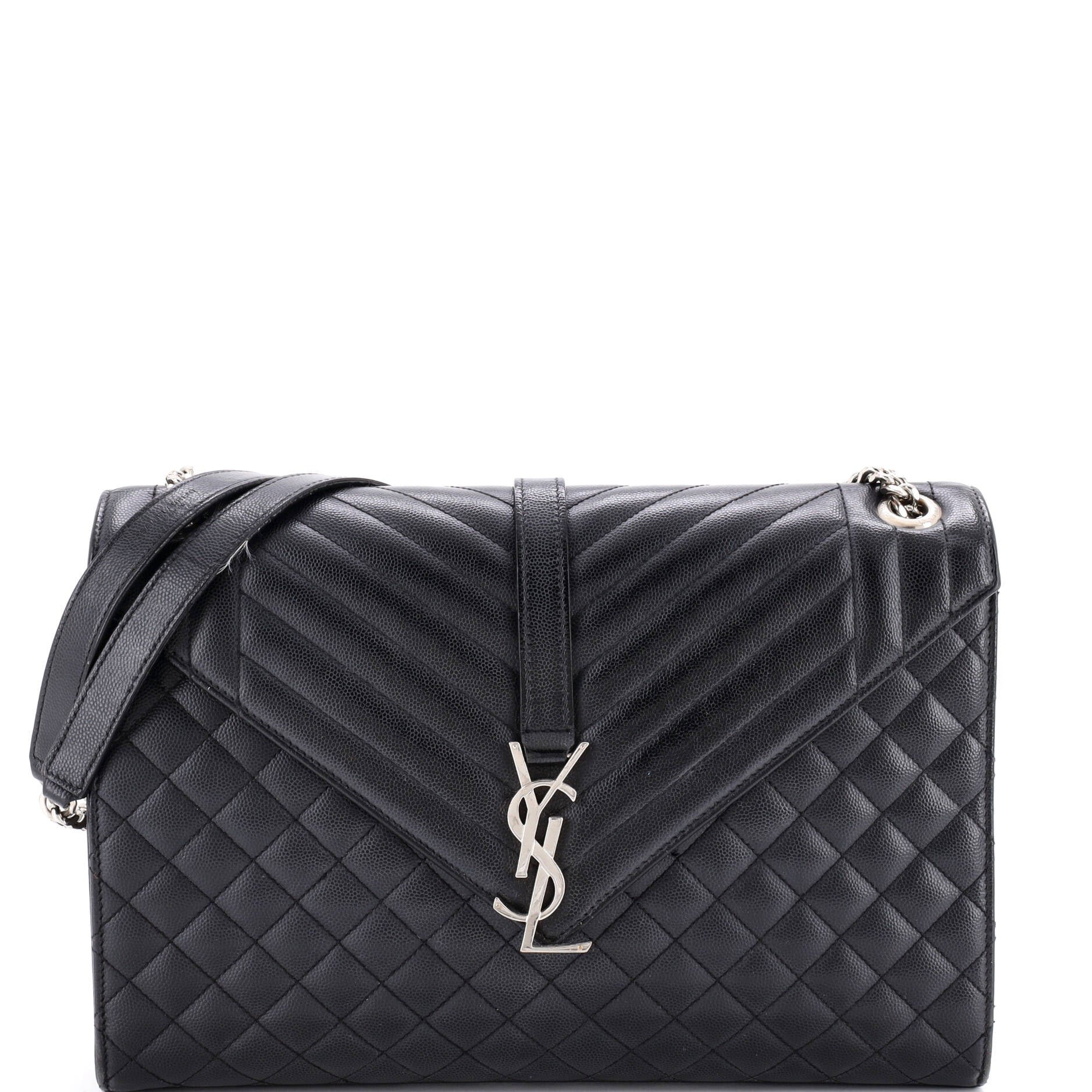 Classic Monogram Envelope Satchel Mixed Matelasse Leather Large