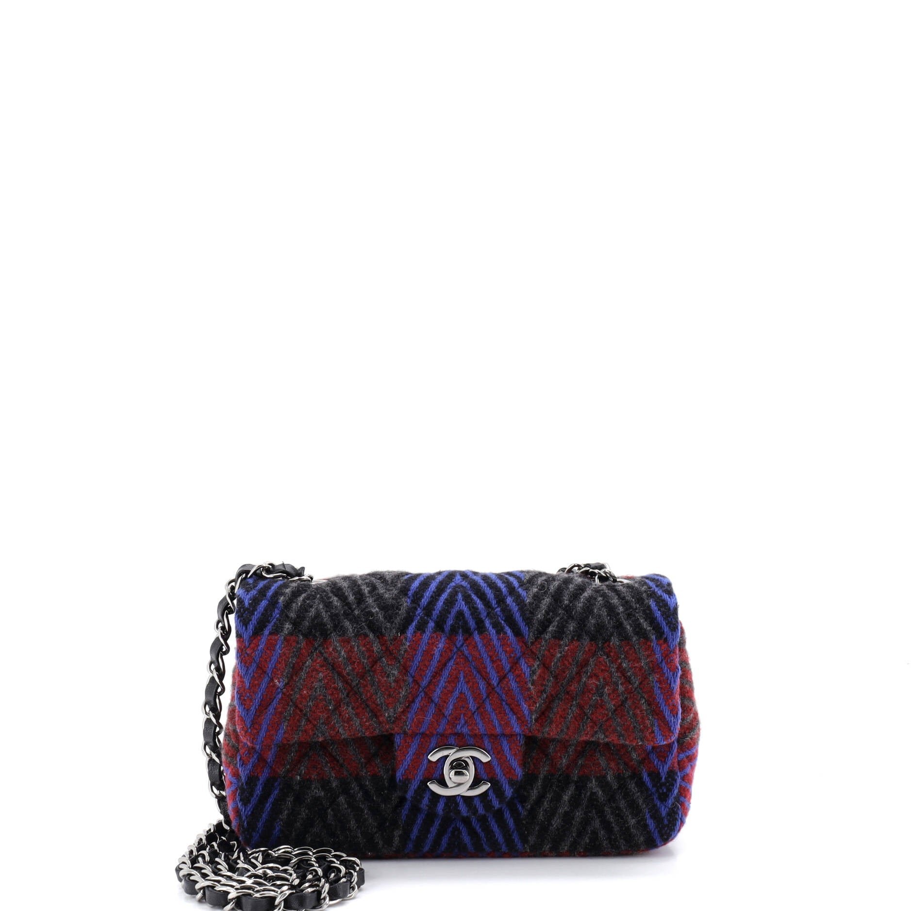 Chanel Classic Single Flap Bag Quilted Wool Mini