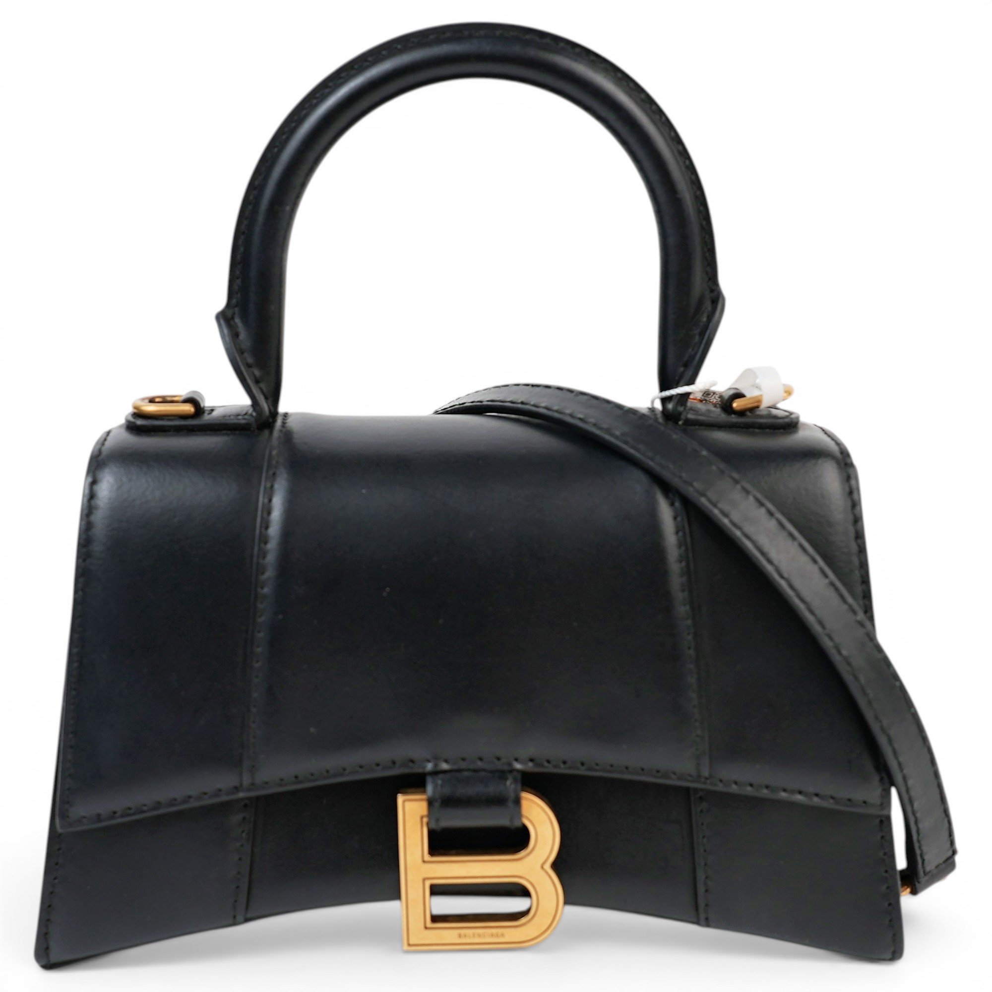 Hourglass leather handbag