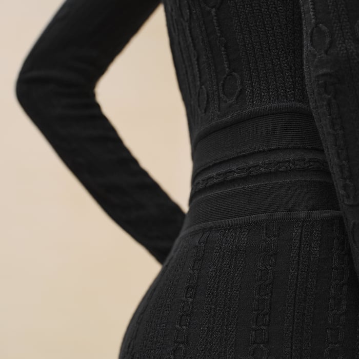 Noir Buttoned Tailored Long Dress