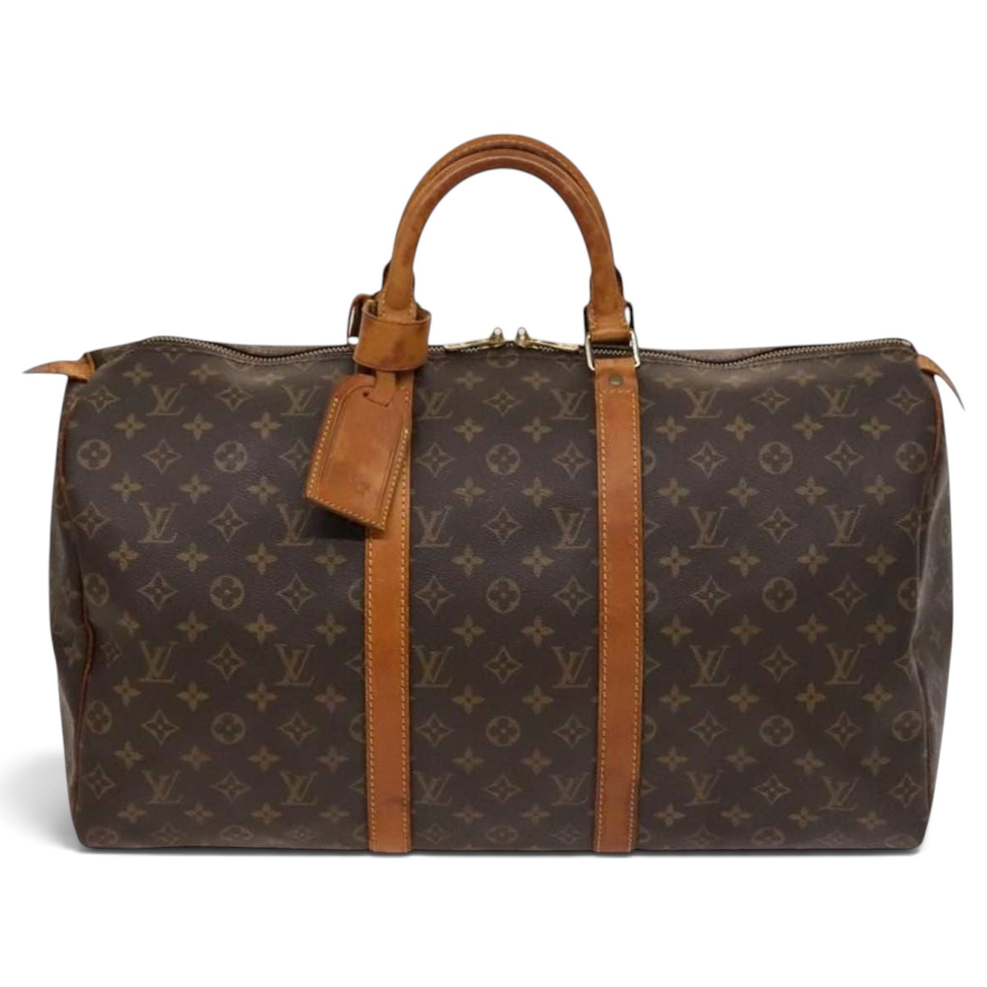 Louis Vuitton Keepall leather travel bag