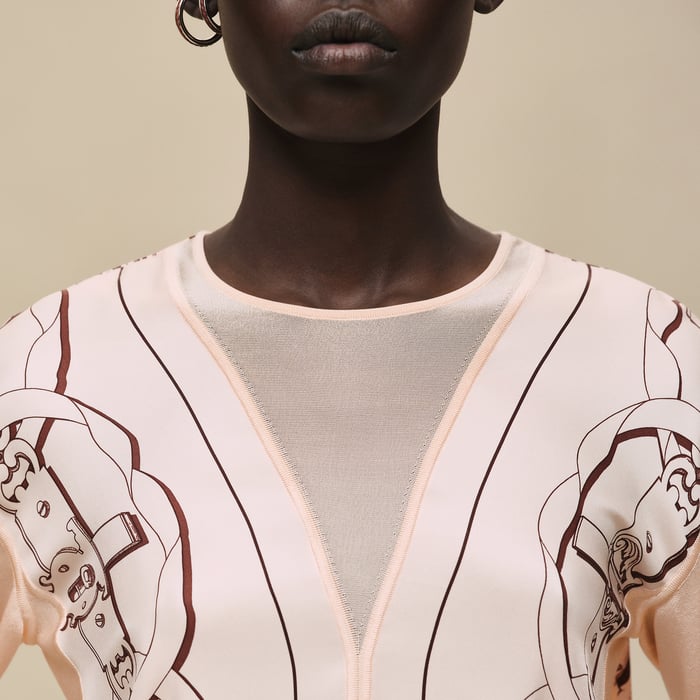 Rose Opaline "Ferronnerie Remix" Long-sleeve Twillaine Sweater