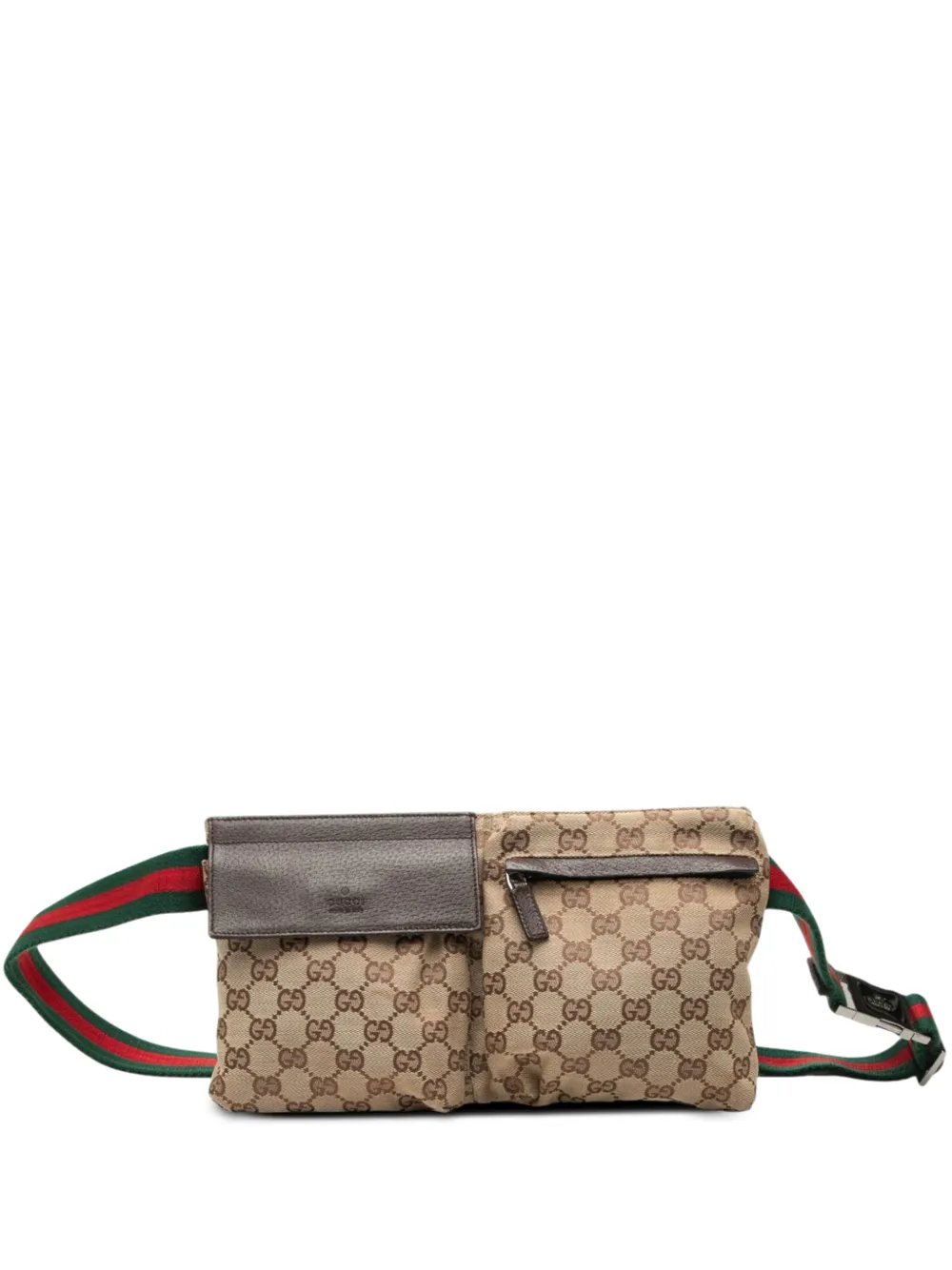 2000-2015 GG Canvas Web Double Pocket belt bag