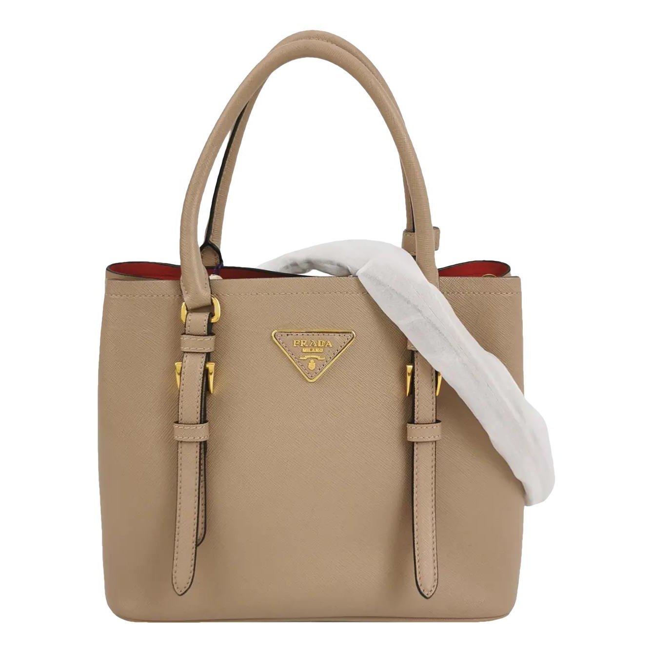 Double leather handbag
