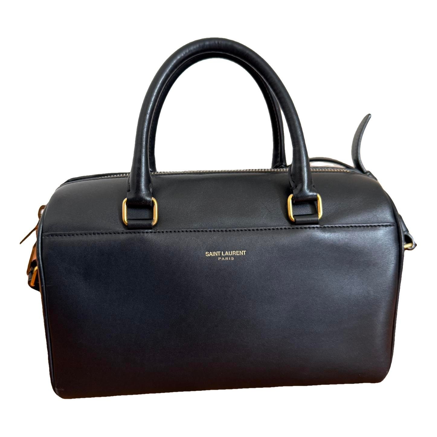 Duffle leather handbag