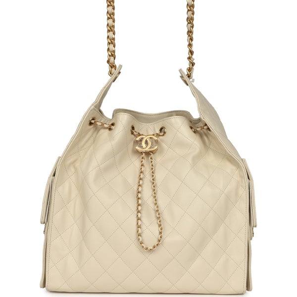 Chanel Medium 25 Hobo Bag Light Beige Caviar Antique Gold Hardware