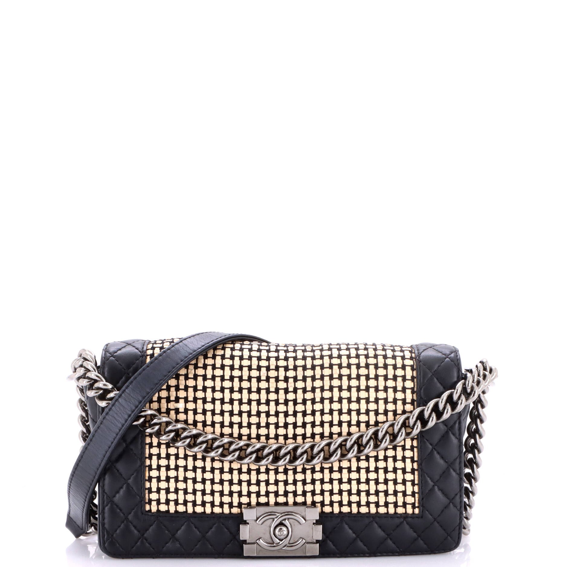 Reverso Boy Flap Bag Woven Calfskin Old Medium