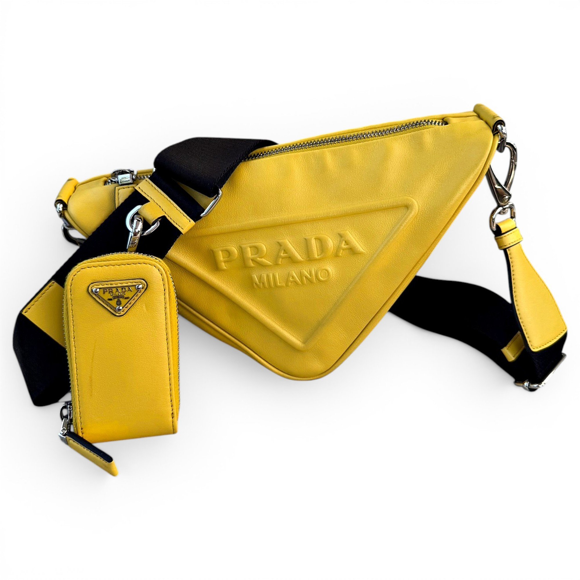 Triangle leather crossbody bag