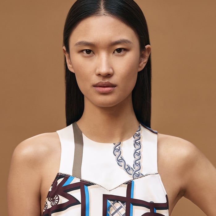 Blanc Céramique "l'Enseigne Du Sellier" Sleeveless Blouse