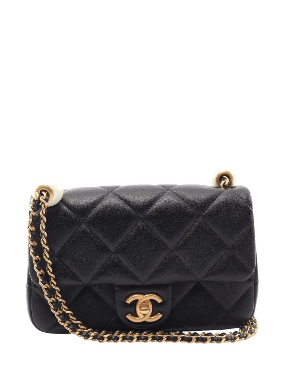 2021-2026 Small Quilted Lambskin Pearl Flap shoulder bag