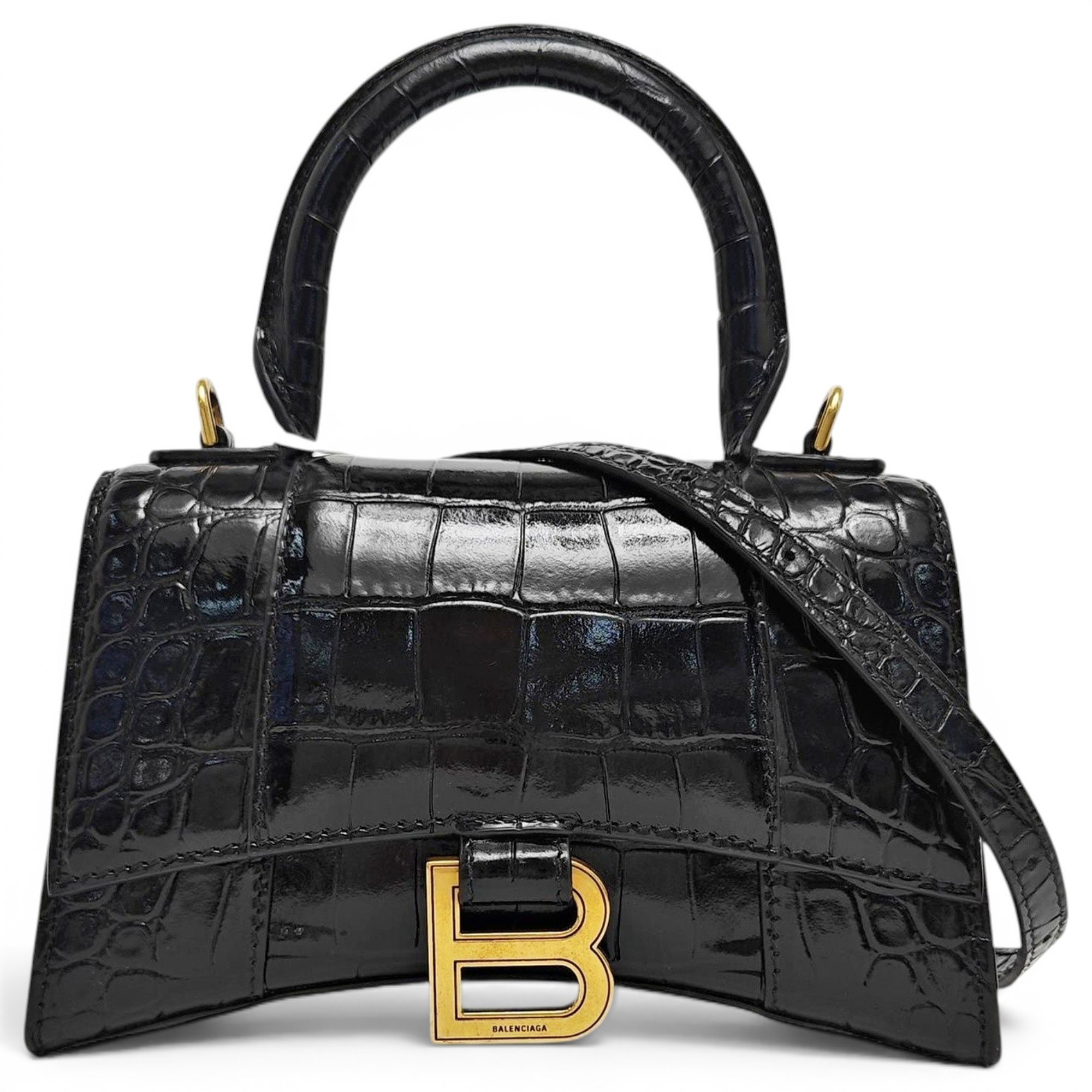 Hourglass leather handbag