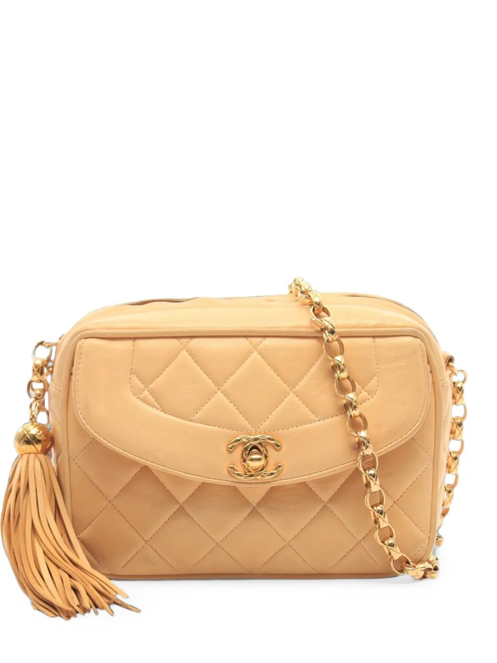 Matelassé tassel shoulder bag