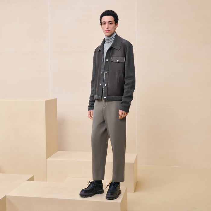 Anthracite "Devant Cuir Empreinte Sellier" Overshirt