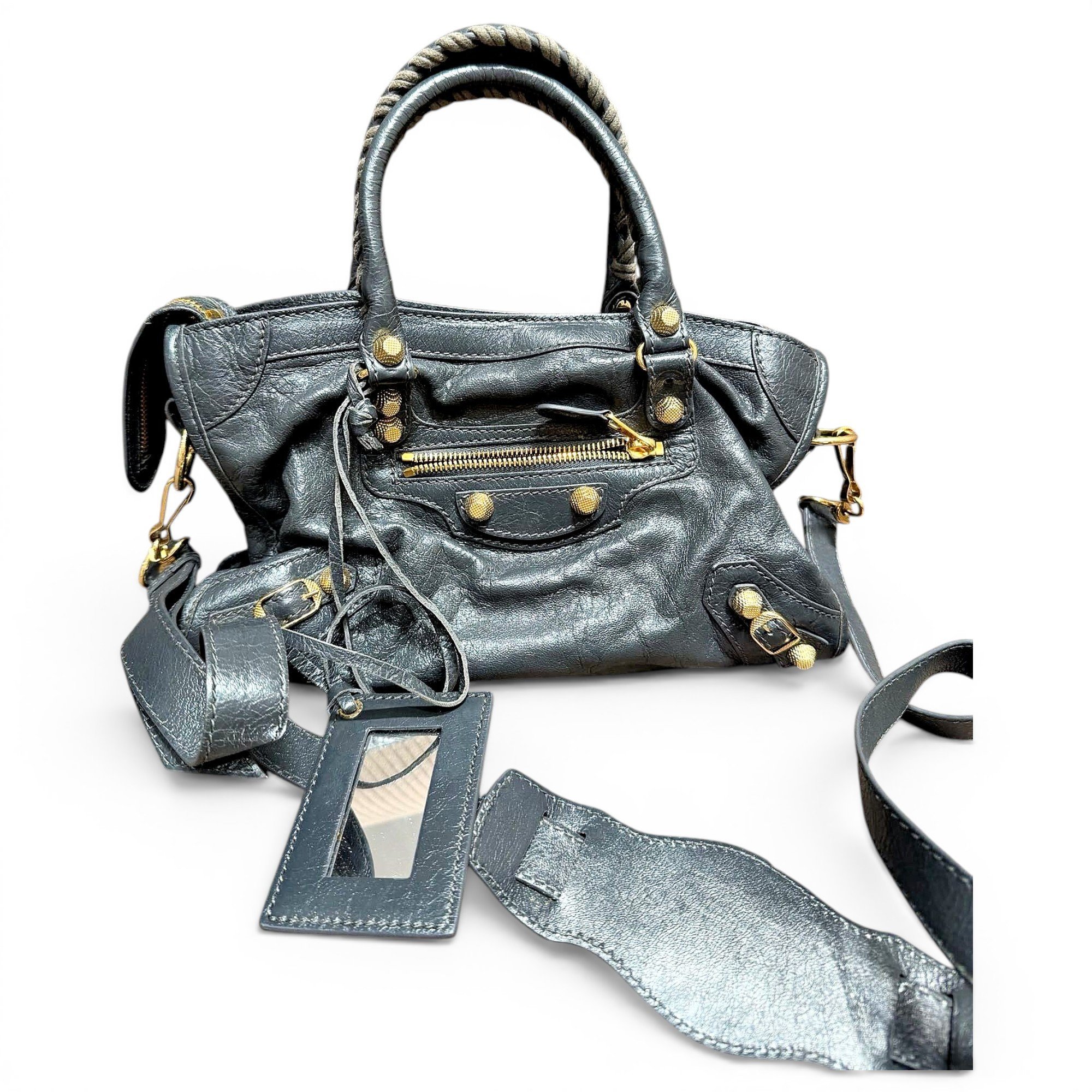 City leather satchel