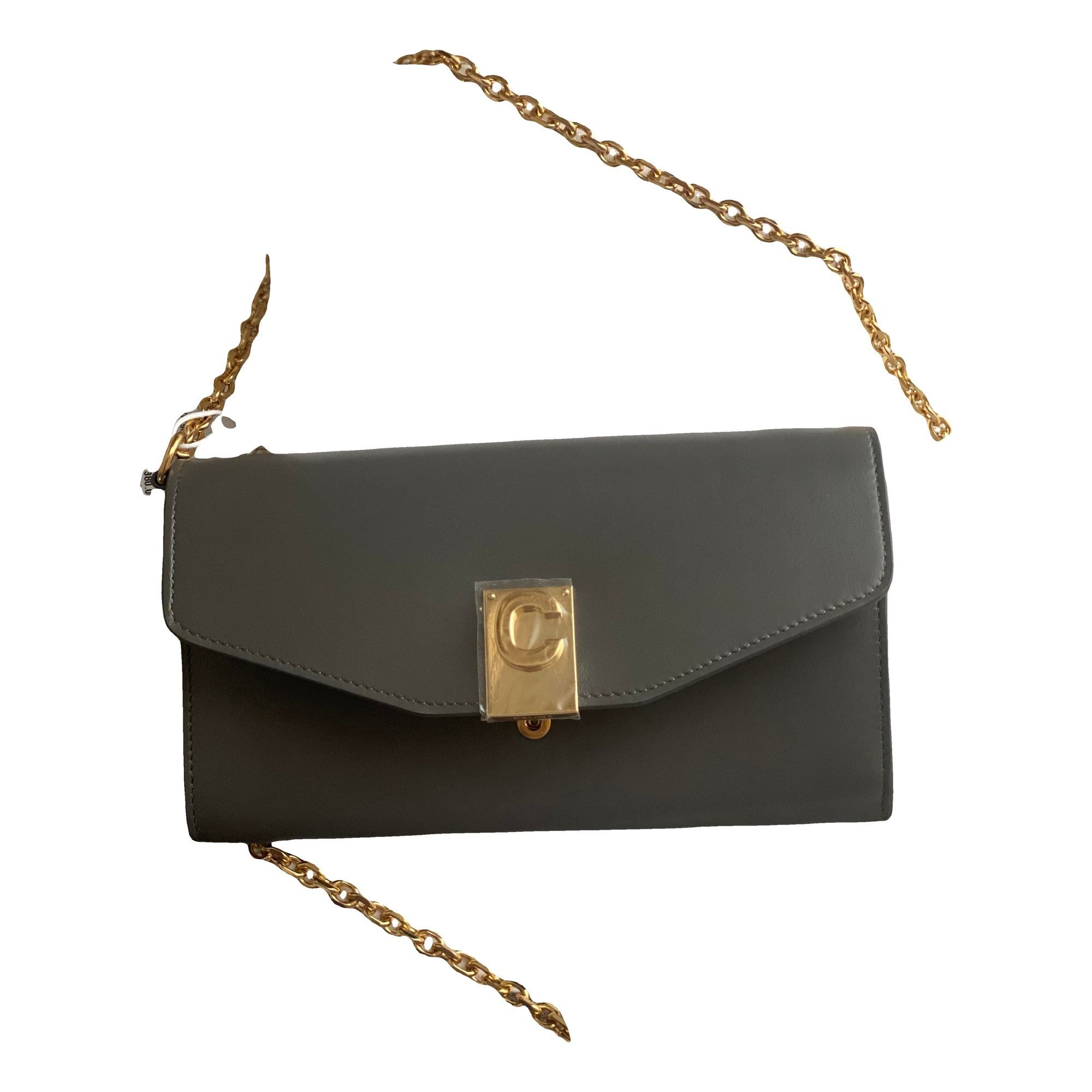 Charm leather clutch bag
