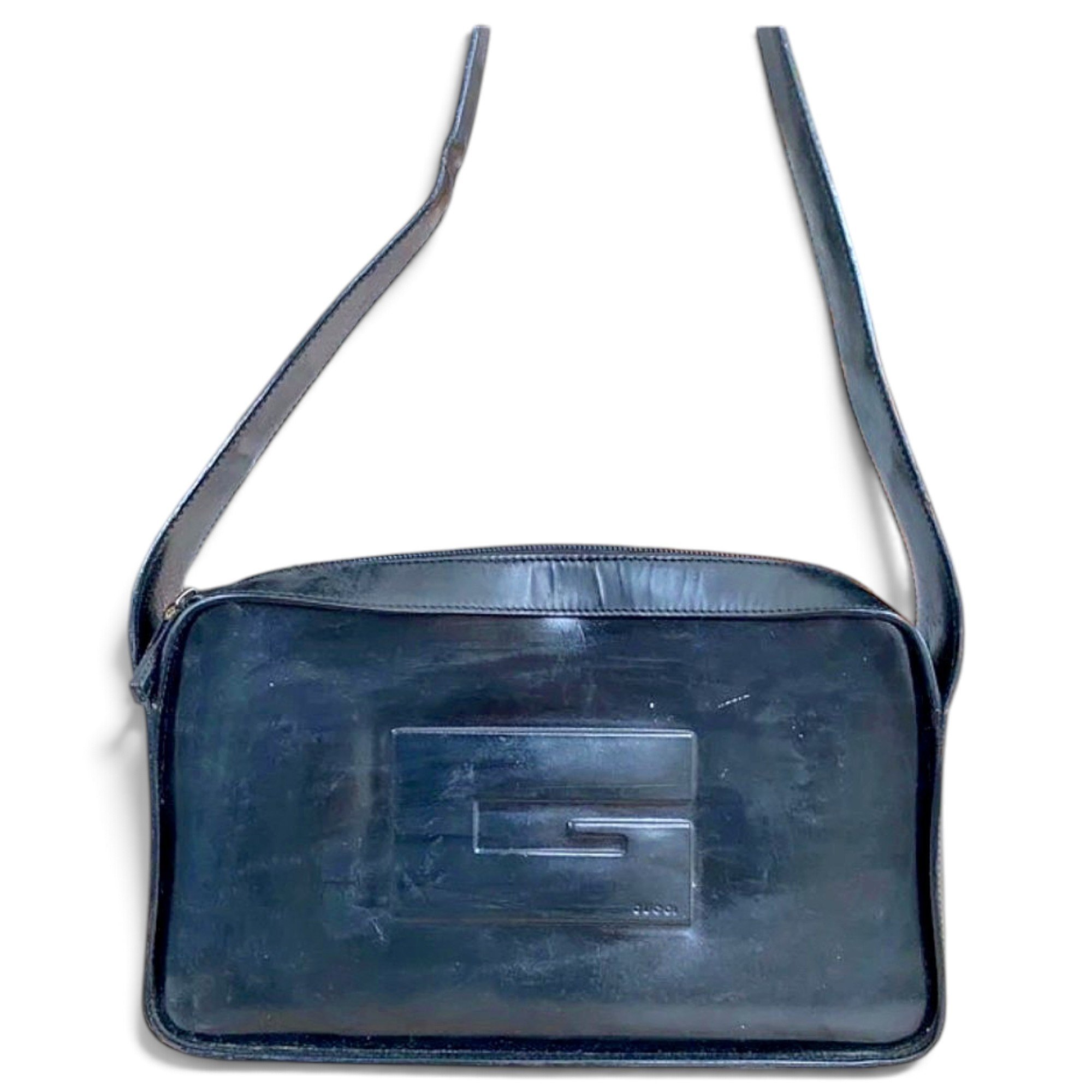 Square G patent leather handbag