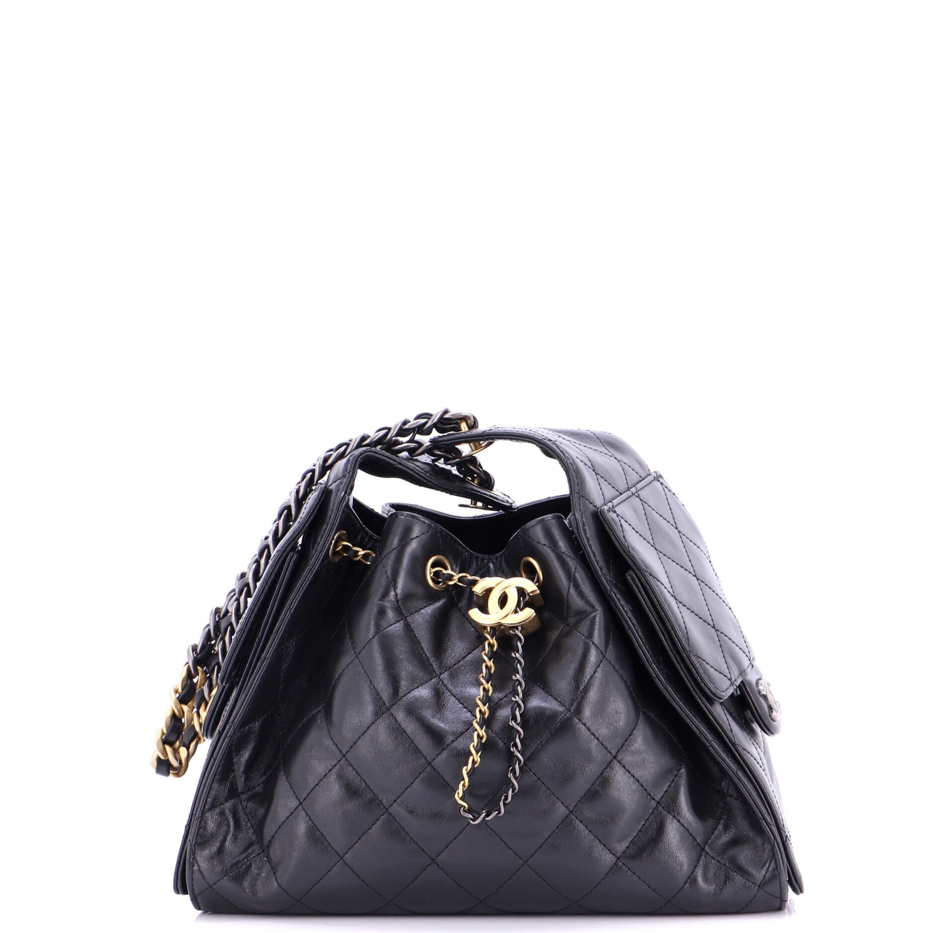 25 Hobo Bag Quilted Shiny Crumpled Calfskin Small