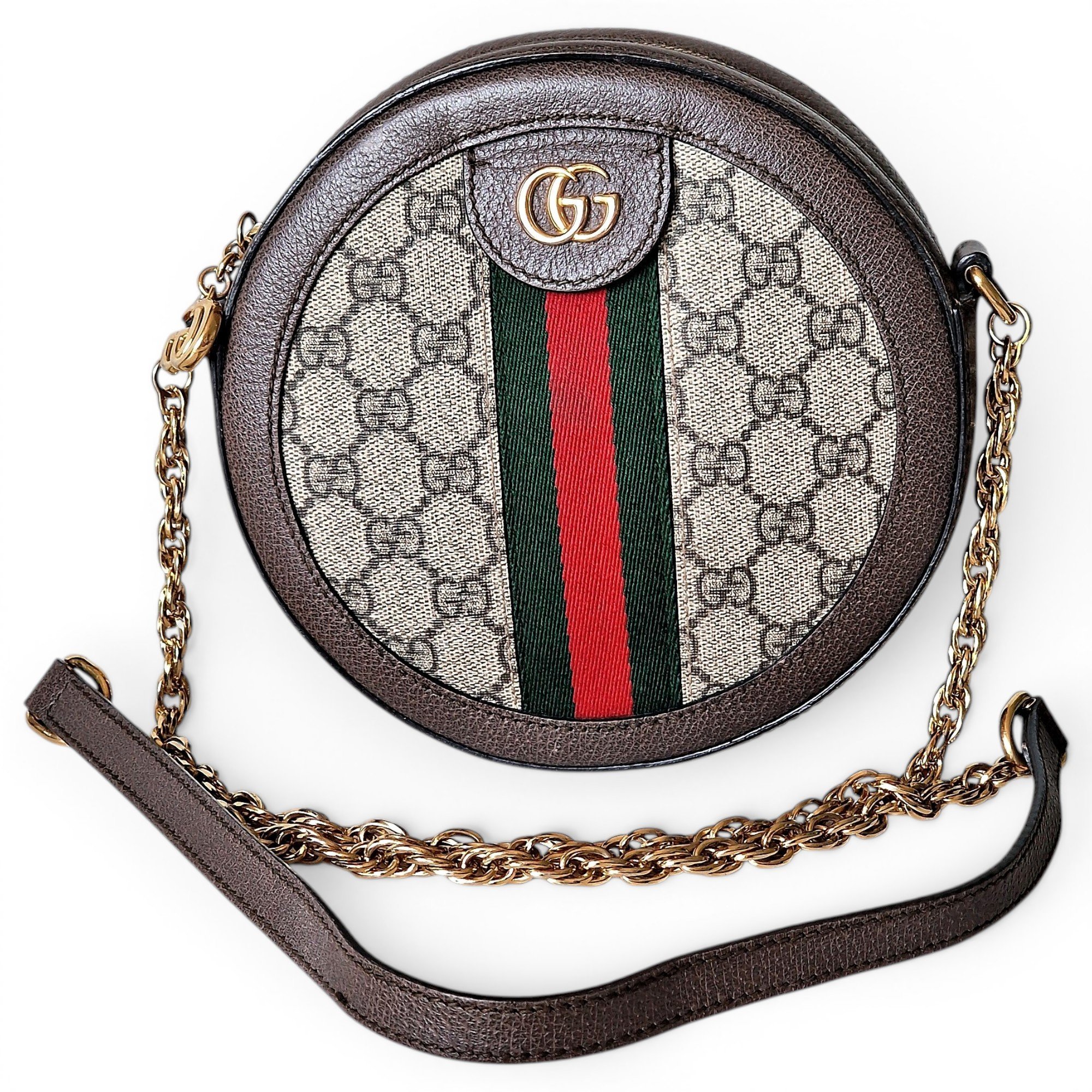 Ophidia Round leather crossbody bag