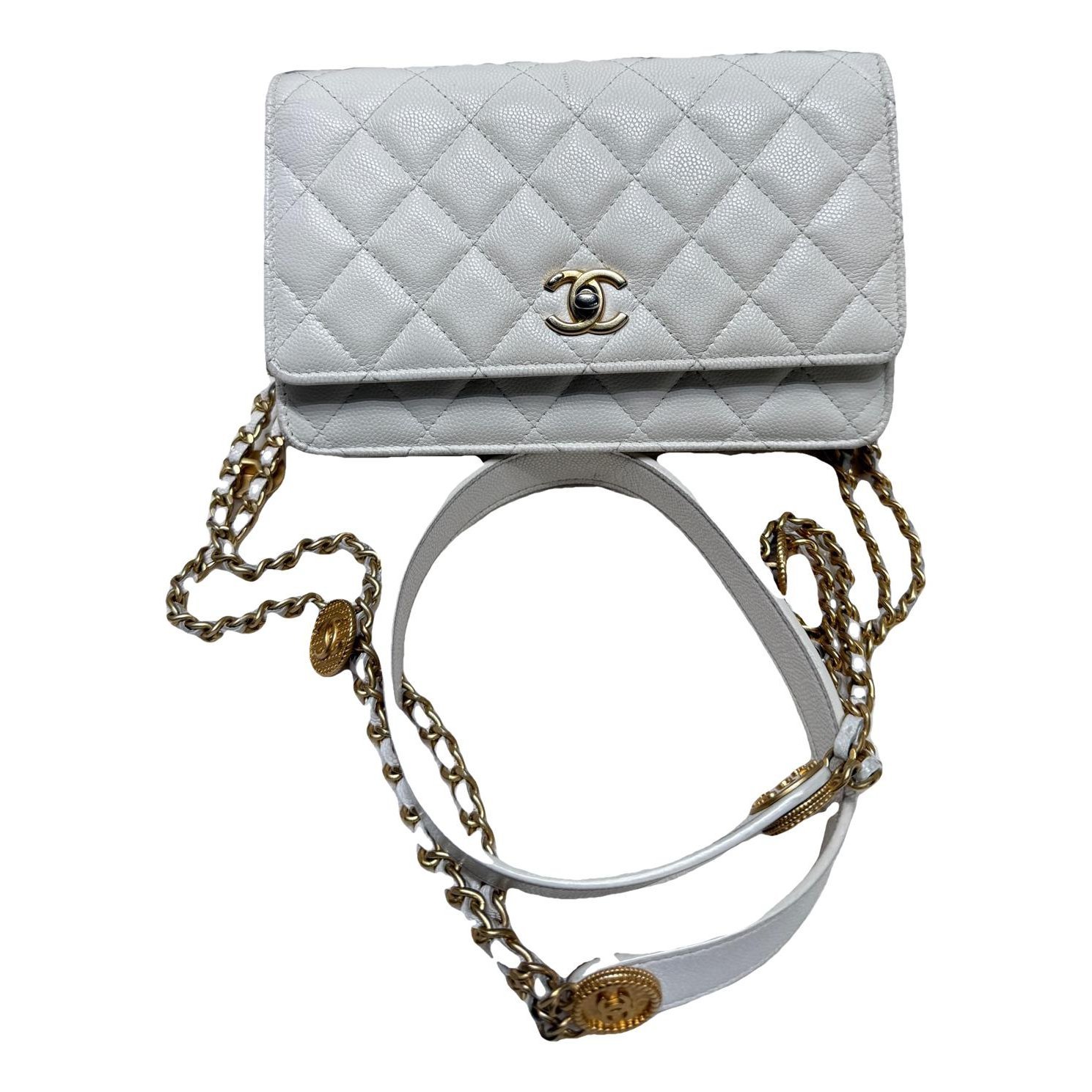 Trendy CC Wallet on Chain leather handbag