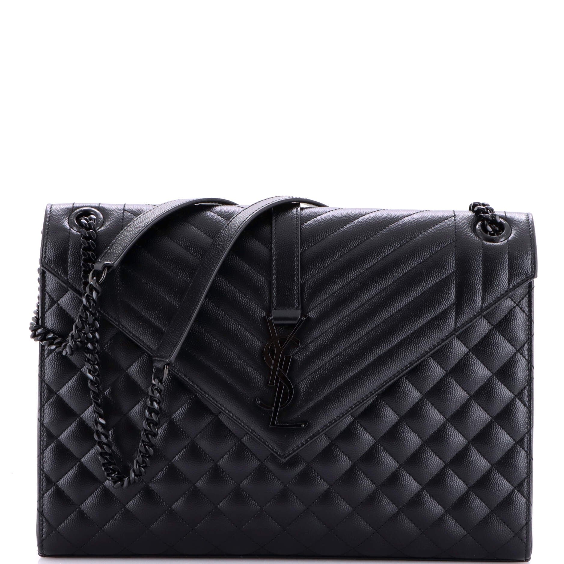 Saint Laurent Classic Monogram Envelope Satchel Mixed Matelasse Leather Large