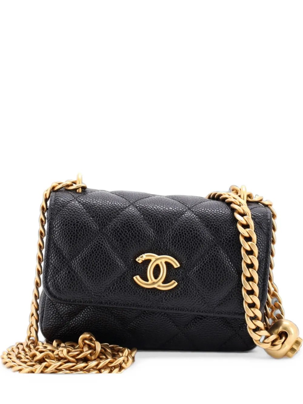 Sweetheart with Chain Quilted Caviar clutch bag