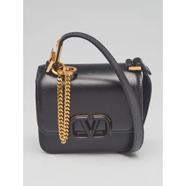 Valentino Valentino Black Smooth Calfskin Leather VSLING Micro Shoulder Bag