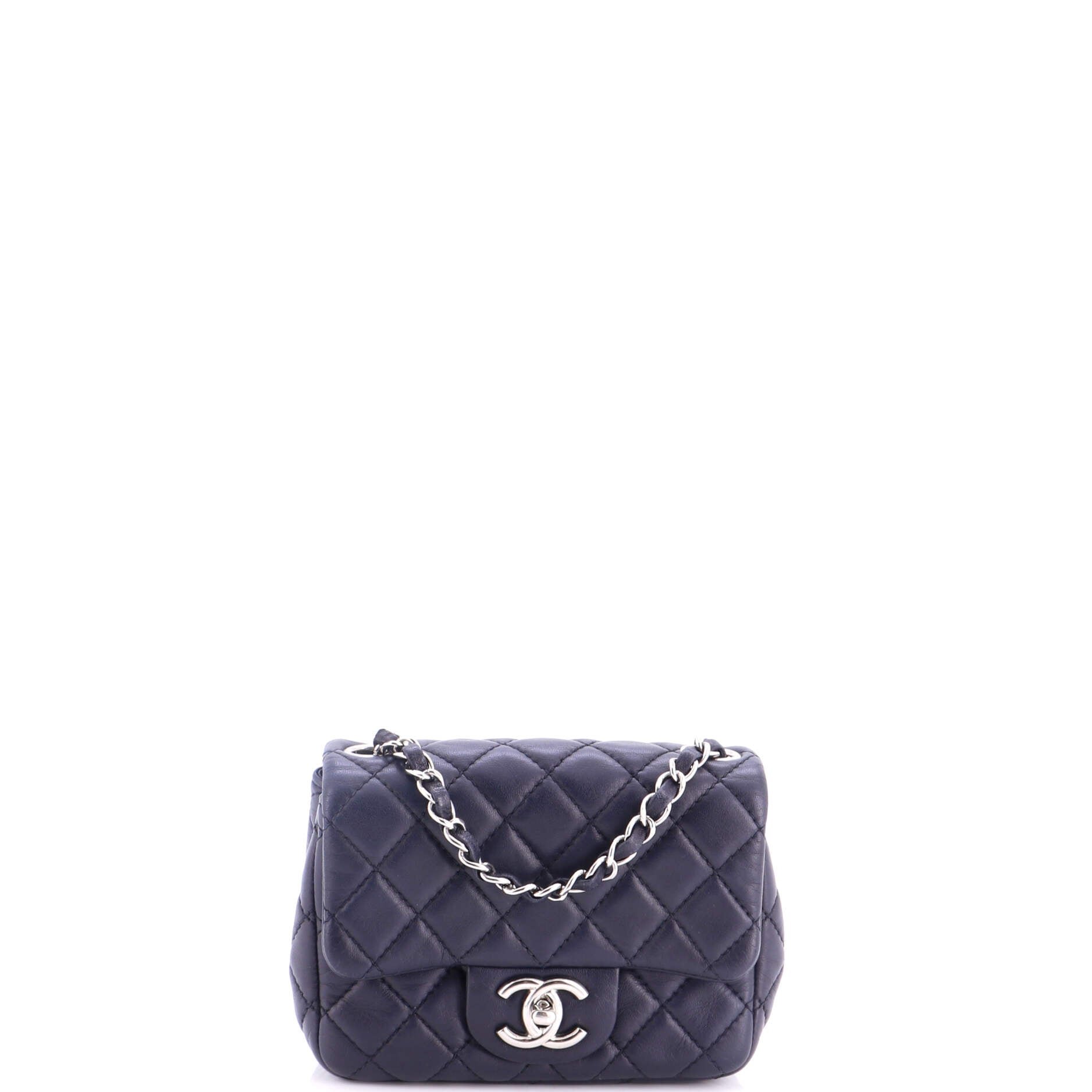 Square Classic Single Flap Bag Quilted Lambskin Mini