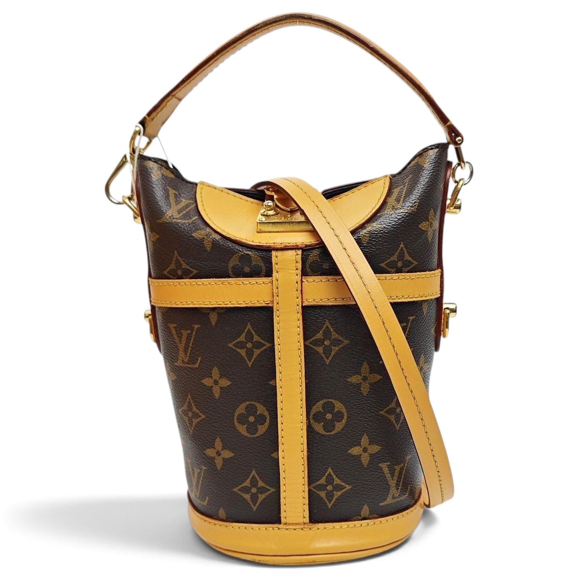 Duffle leather handbag