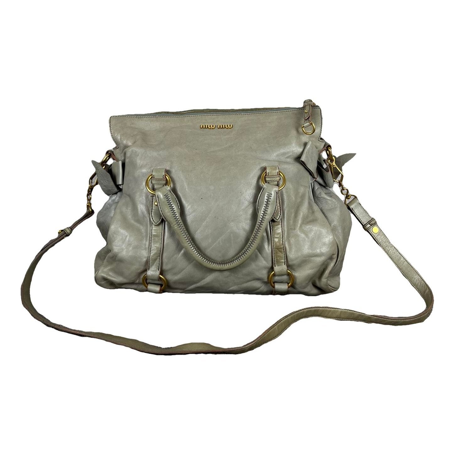 Bow bag leather handbag