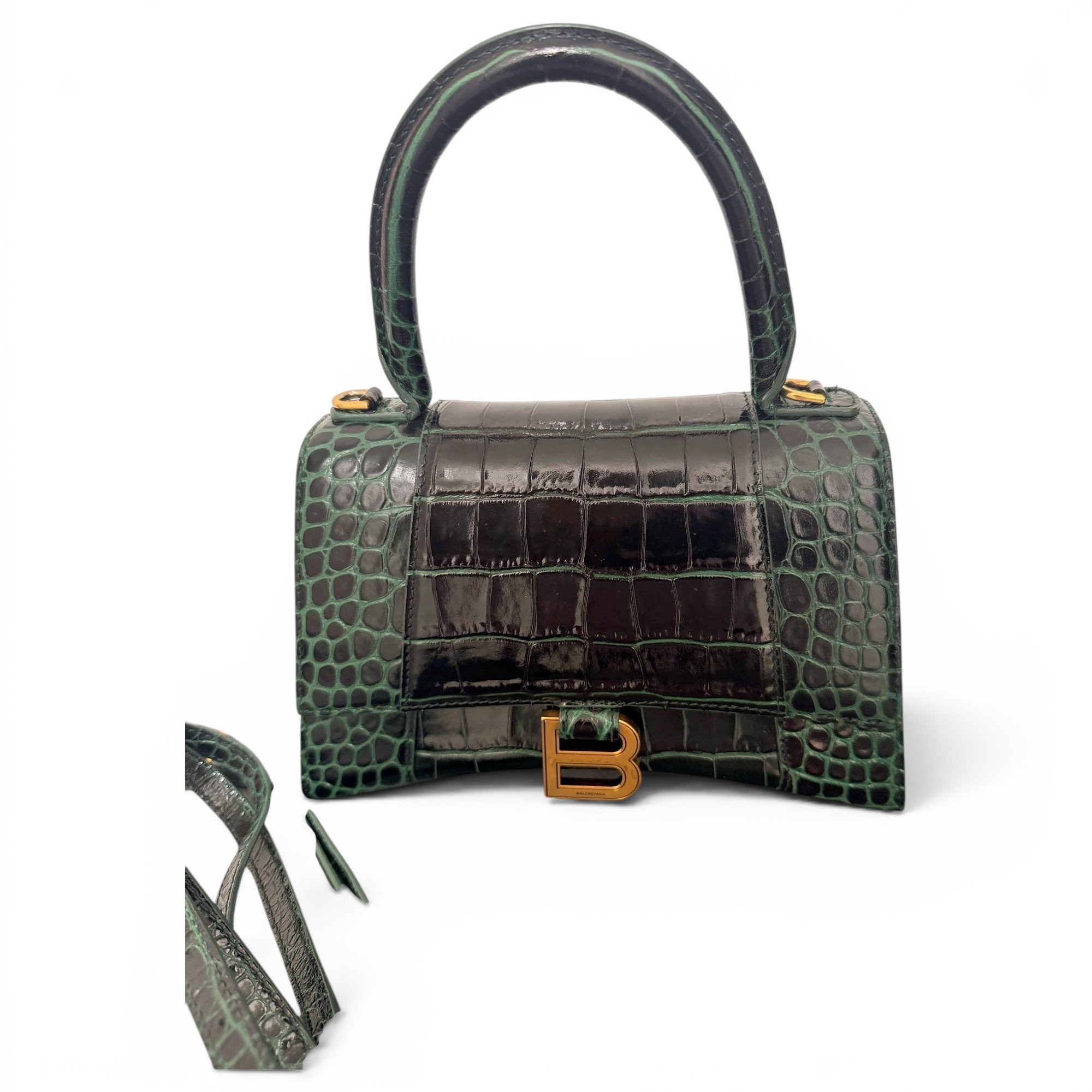Hourglass leather handbag
