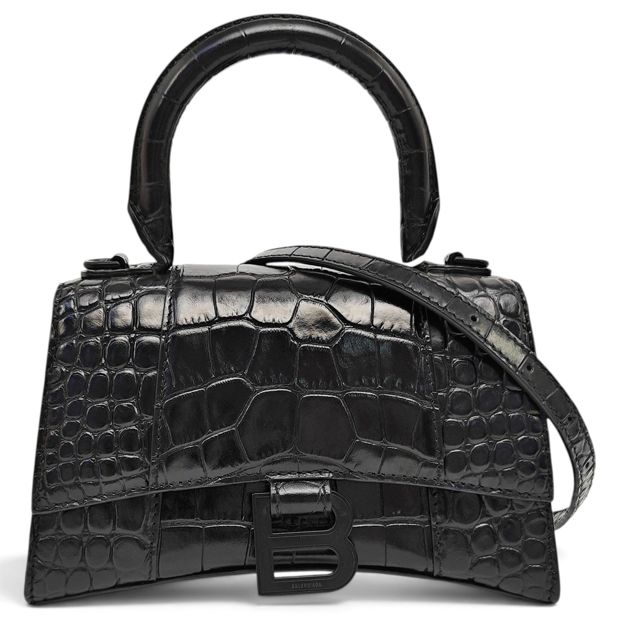 Hourglass leather handbag