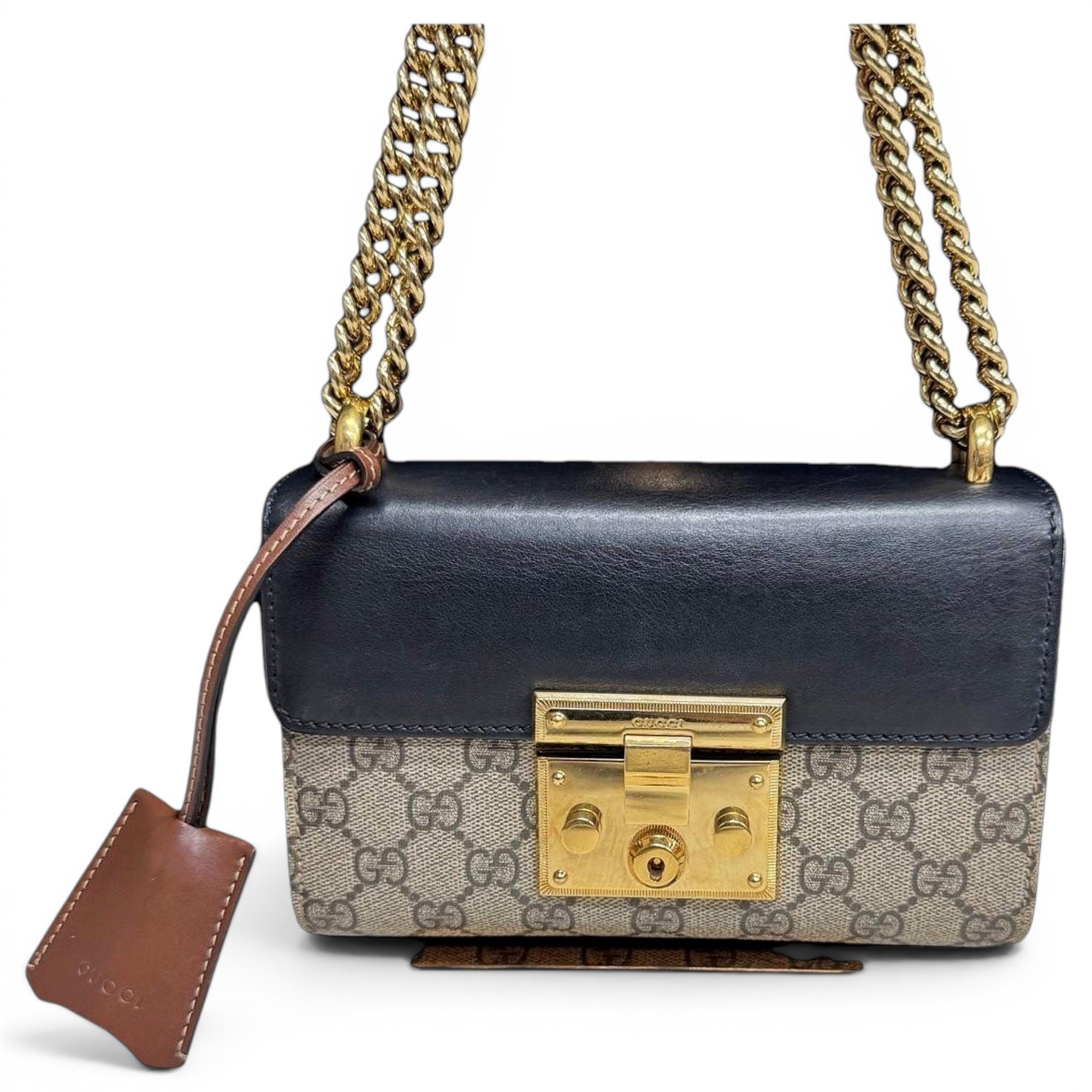 Padlock leather handbag