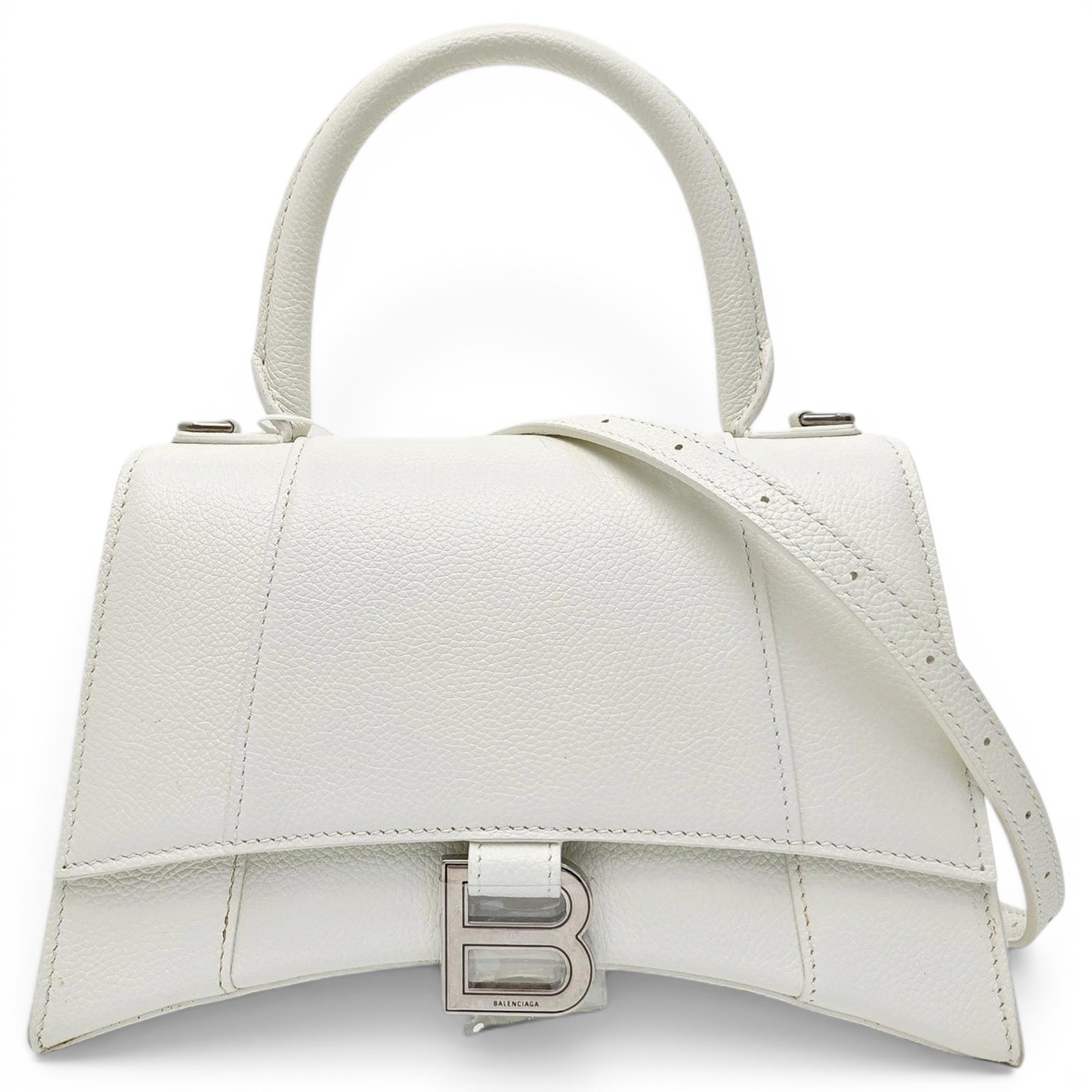 Hourglass leather handbag