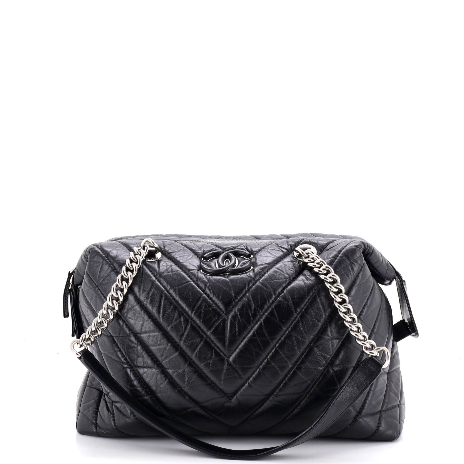 CC Bowling Bag Chevron Aged Calfskin Medium