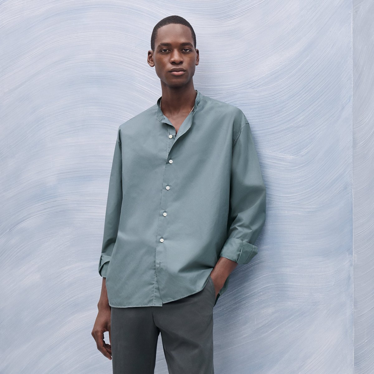 Eucalyptus Boxy Fit Shirt With Marius Collar
