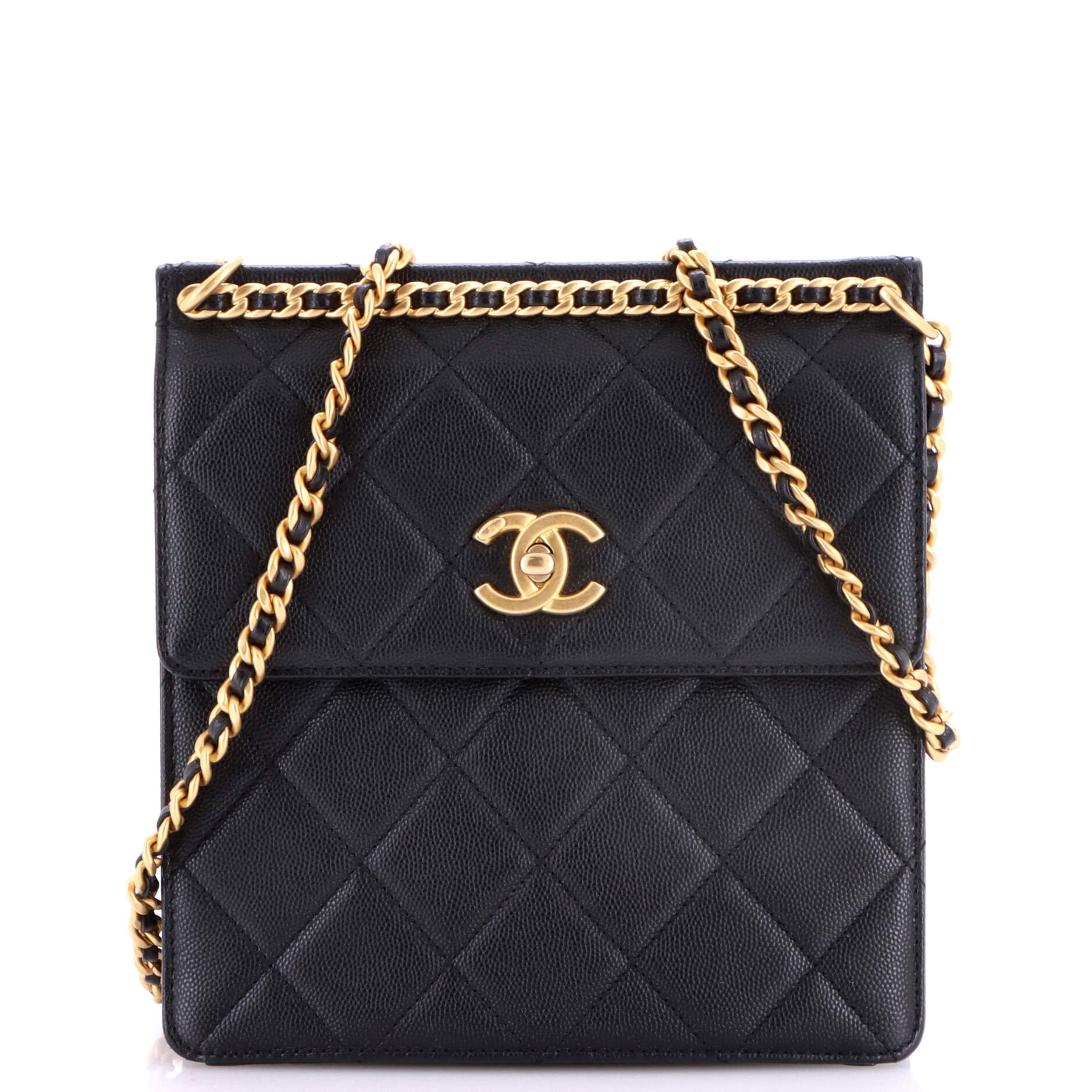 Top Chain CC Square Backpack Quilted Caviar