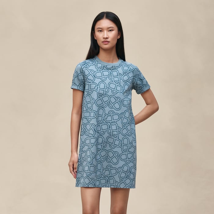 Bleu Adriatique "Maillon Equestre" Flared Dress